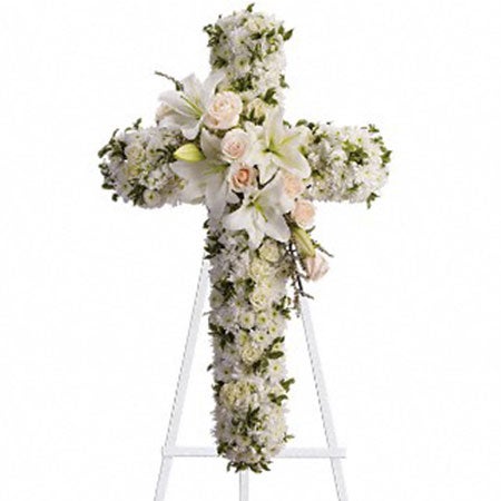 Cheap fathers day gifts for church white cross standing spray
