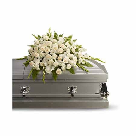 Funeral coffin sprays at send flowers like this white standing spray