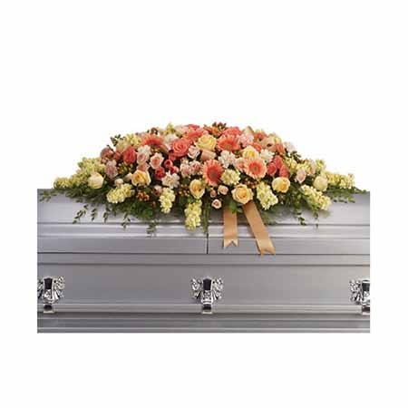 Flowers for casket in this casket spray flower arrangement with cheap flowers