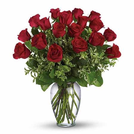 Mixed rose bouquet of long stem roses, long stem 24 roses delivery