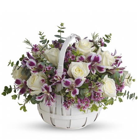 Mothers Day present ideas white rose basket