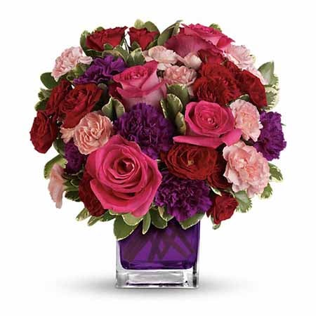 Mothers Day present ideas dark purple flower bouquet