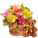 Bear And Rose Basket