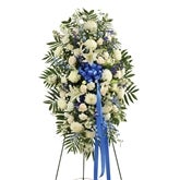 Blue & White Sympathy Standing Spray at Send Flowers