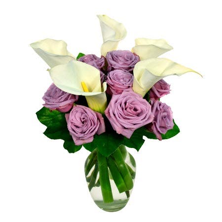 Calla Lily Lavender Rose Bouquet - Premium