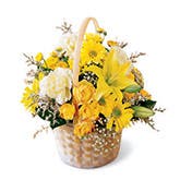 Bright Blooms Yellow Flowers Basket