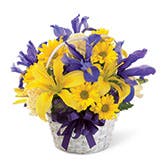Yellow Lily Spring Basket Bouquet 