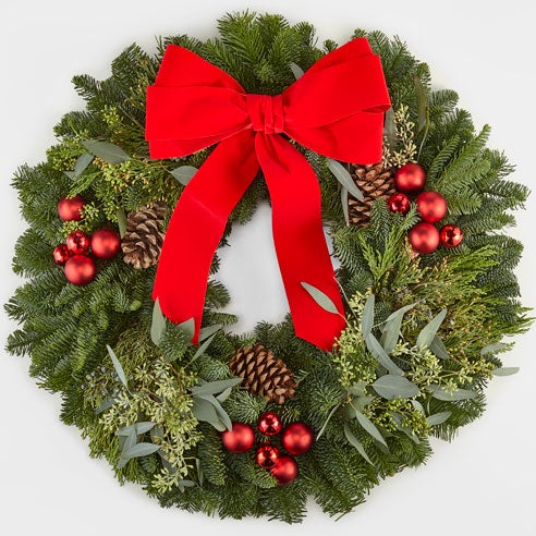 Merry and Bright Fresh Christmas Wreath at Send Flowers