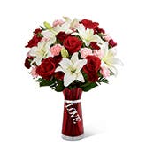 White Lily Red Rose Bouquet