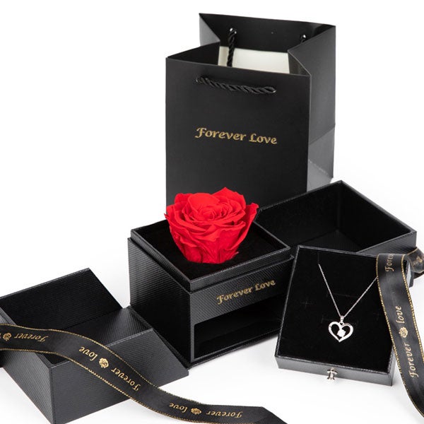 For My Love Forever Love Necklace with Rose Gift Box