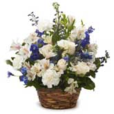Rose And Delphinium Flower Basket