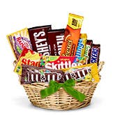 Chocolate Candy Gift Basket - Green Bow