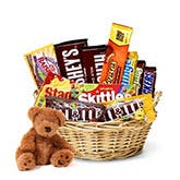 Teddy Bear And Chocolate Gift Basket