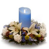 Blue Candle Flower Centerpiece