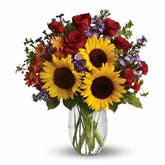 Sunflower And Red Rose Bouquet