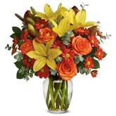 Orange Rose Yellow Lily Bouquet