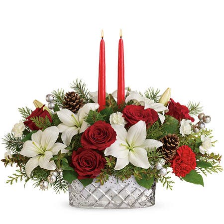 Rose and Lily Holiday Centerpiece
