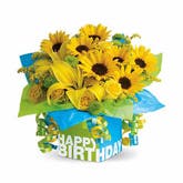 Happy Birthday Sunflower Lily Bouquet