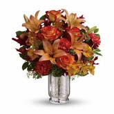 Falling Orange Rose and Lily Bouquet