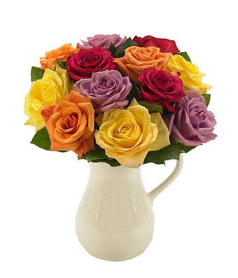 Classic Multi-colored Roses in a Pitcher