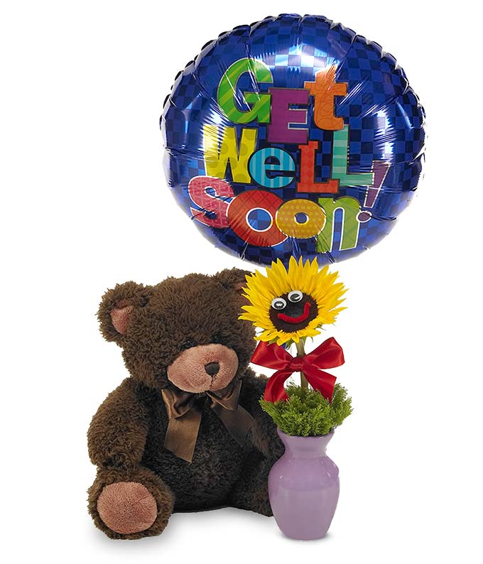 Get well flowers delivered with a unique balloon. 