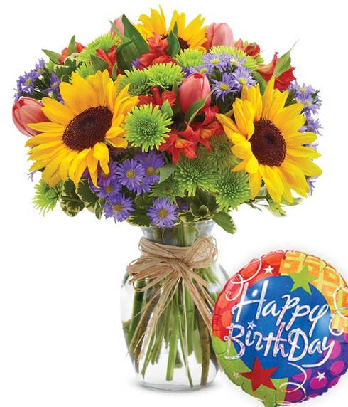 Big happy birthday sunflower bouquet same day delivery from Send Flowers