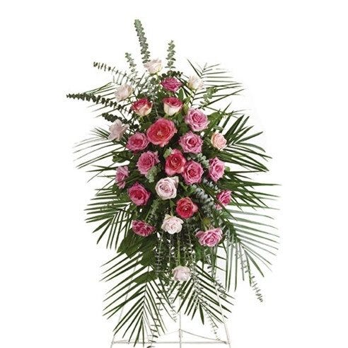 Pink Roses & Eucalyptus Standing Spray					