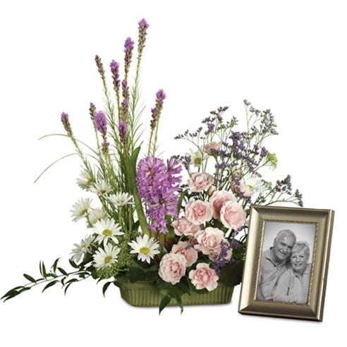 Pink Spray Roses & Orchid Hyacinths Memorial 