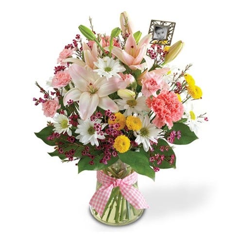 Bouquet for Baby Girl with Keepsake Frame