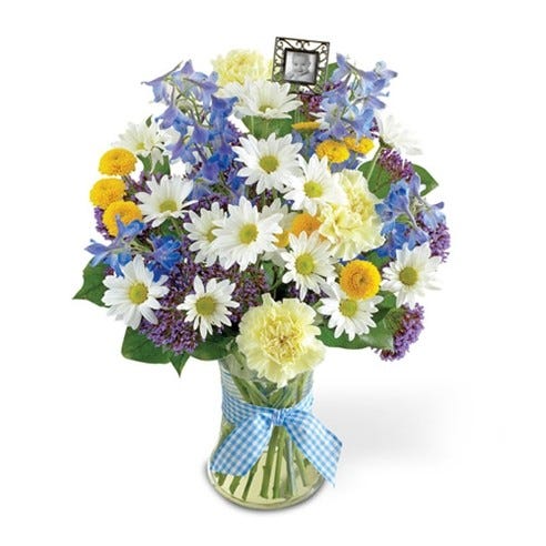 Bouquet for Baby Boy with Keepsake Frame