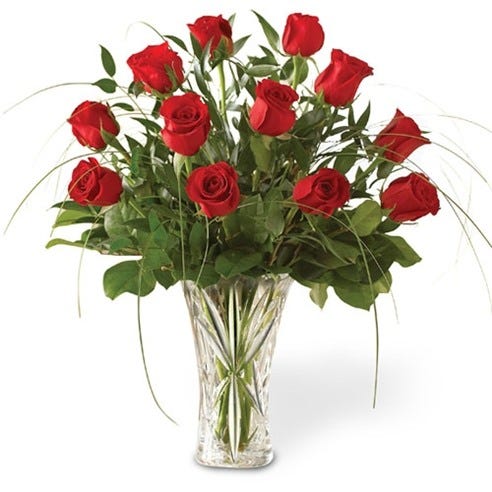 Classic One Dozen Red Roses in a Lenox Vase