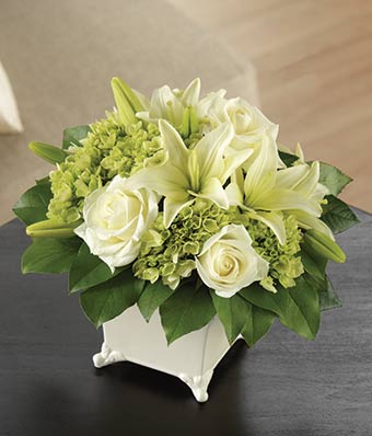 White roses, lilies and hydrangea for delivery
