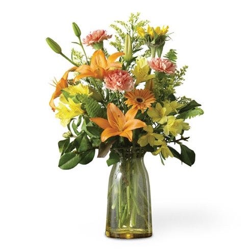 Tangerine Lily and Rose Bouquet