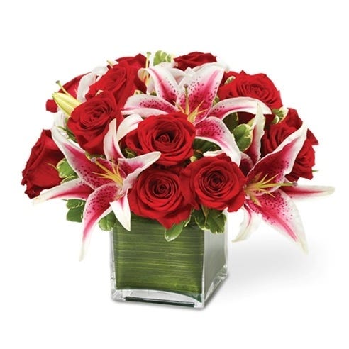 Modern Red Rose and Calla Lily Bouquet