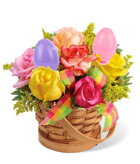 Easter egg bouquet with plastic eggs and easter egg flowers