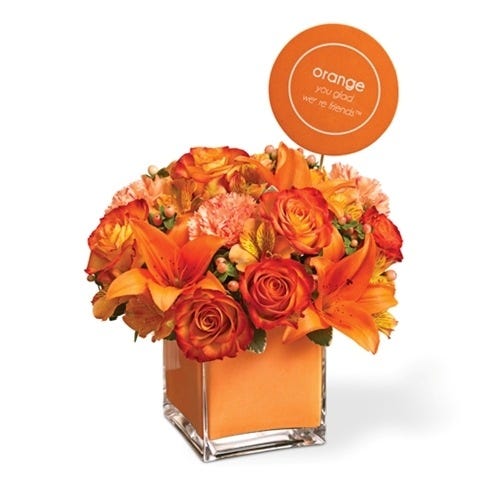 All Orange for You in Square Vase