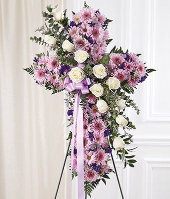 Lavender & White Mixed Standing Cross