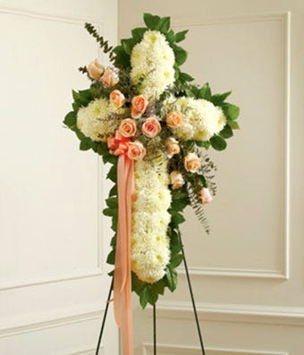 Peach, Orange & White Standing Cross 