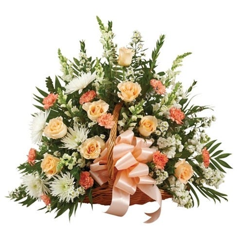 Sympathy Basket with Pastel Flowers