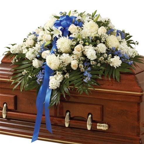 Blue & White Mixed Half Casket Cover