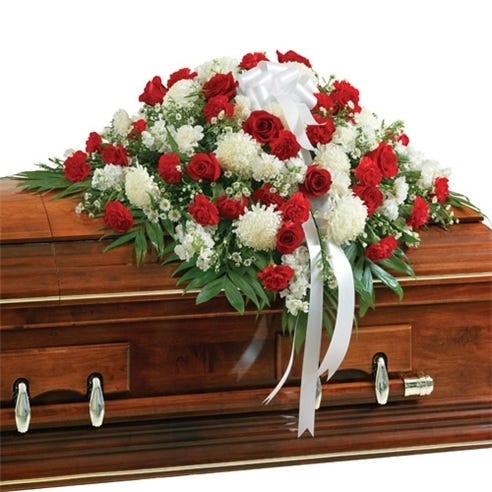 Red & White Mixed Half Casket Cover