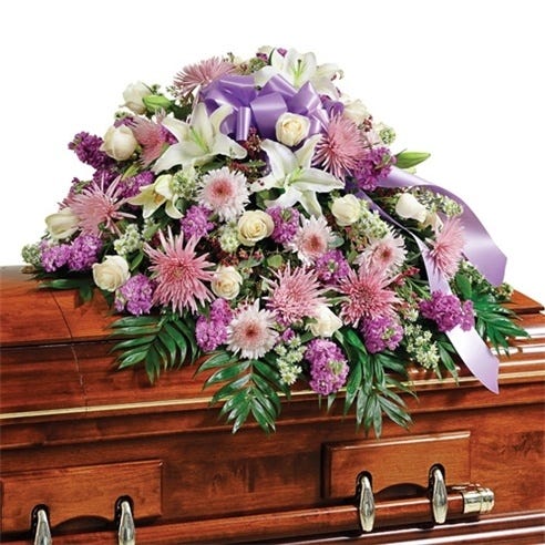 Lavender & White Mixed Half Casket Cover
