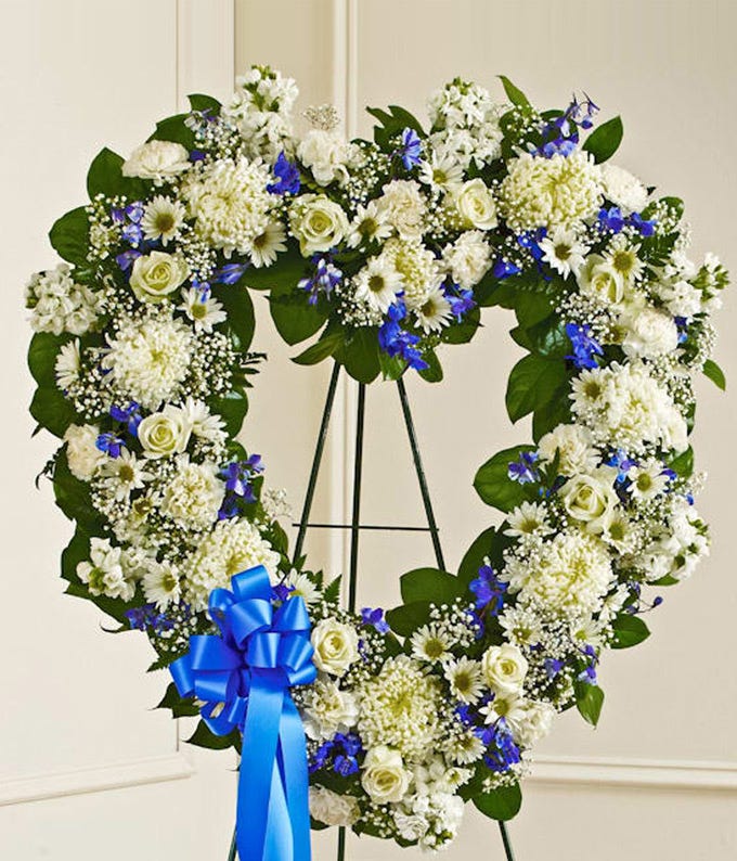 Blue & White Standing Open Heart