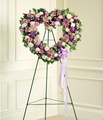 Lavender & White Standing Open Heart