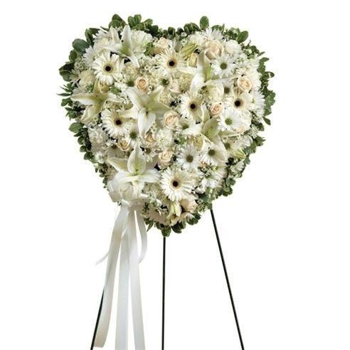 White Mixed Flower Solid Standing Heart
