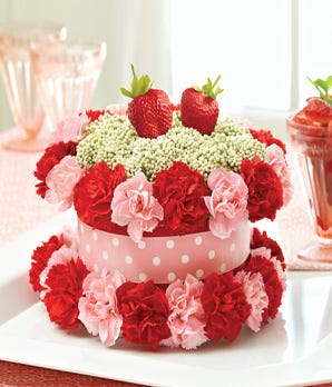 1-800-Flowers Strawberry Shortcake Fresh Flower Cake