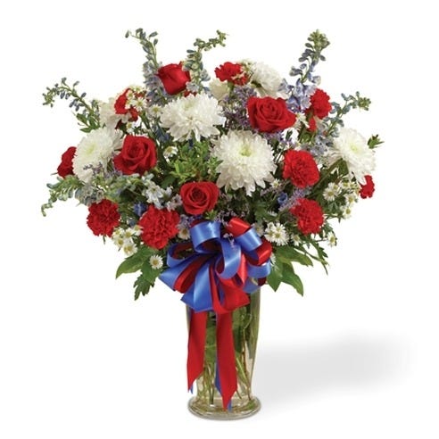 Red, White & Blue Large Sympathy Vase Arrangement