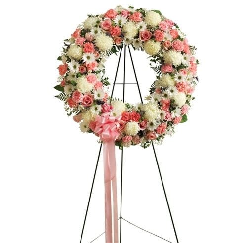 Pink & White Standing Wreath