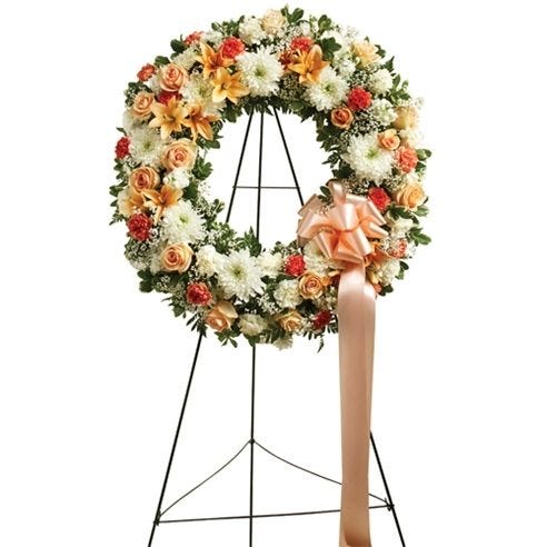 Peach, Orange & White Standing Wreath