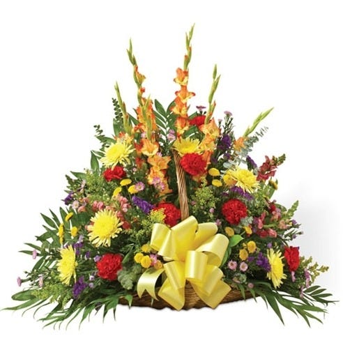 Multicolor Bright Mixed Flower Fireside Basket